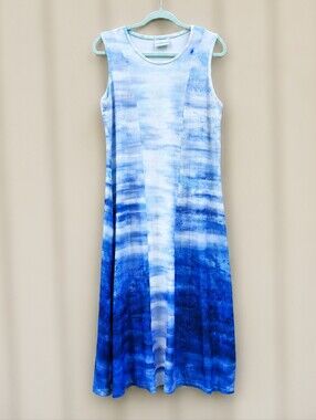 Morning Sun Maxi Dress Blue Ombre Casual Beach Coastal Stretch Sleeveless Easy
